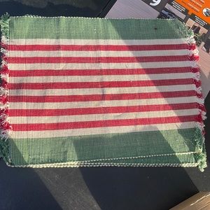 Olive green and red stripe placemats 3x